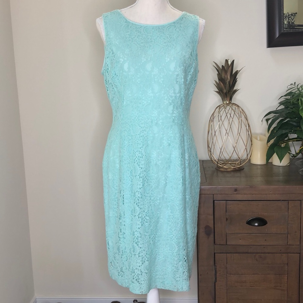 Ralph Lauren teal lace sheath dress size 10